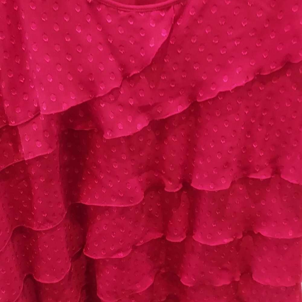 Chic Red Ruffle Blouse - Picture 4 of 4